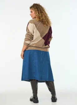 A-Linien-Jeansrock mit gewellter Knopfleiste