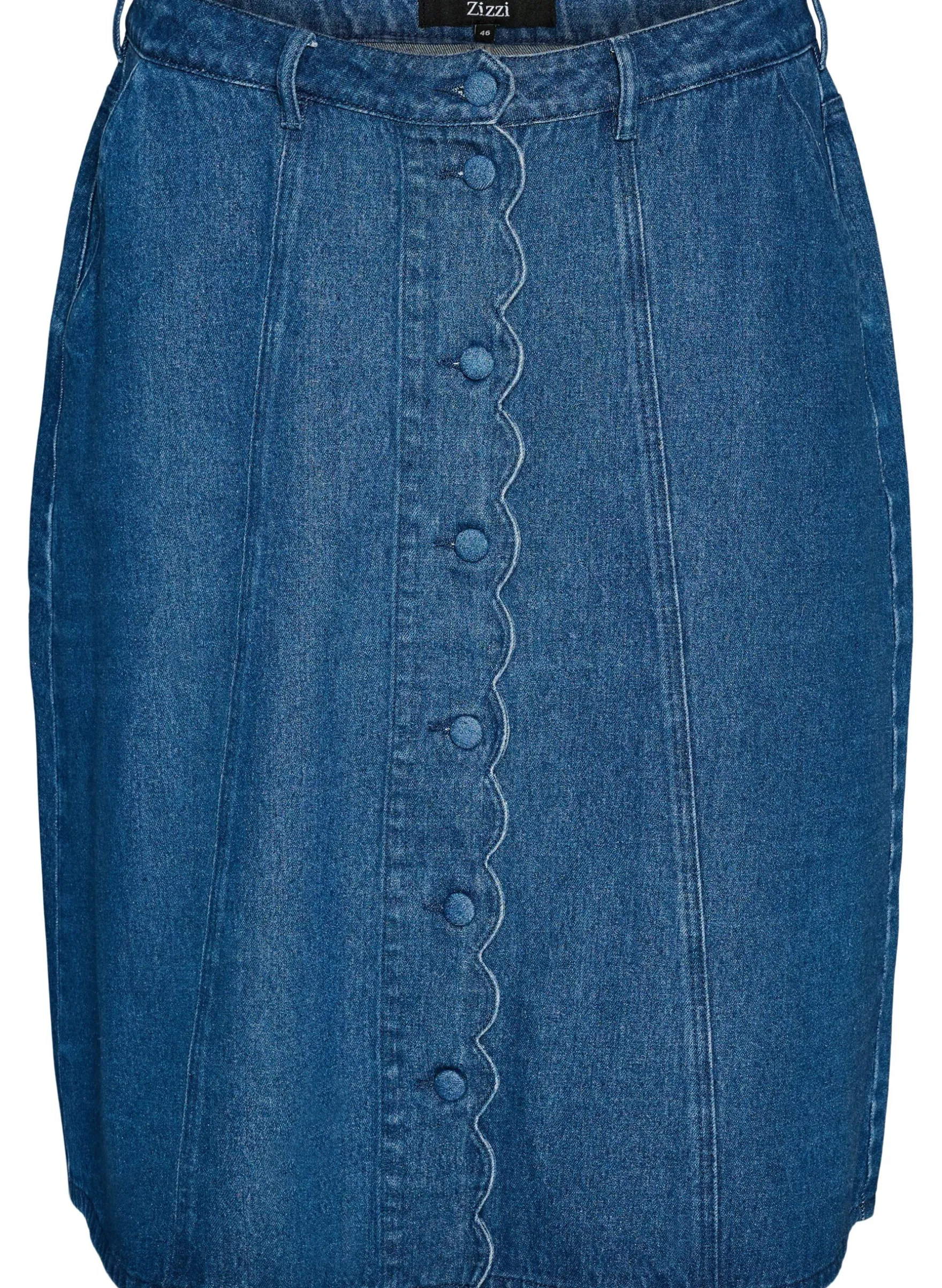 A-Linien-Jeansrock mit gewellter Knopfleiste