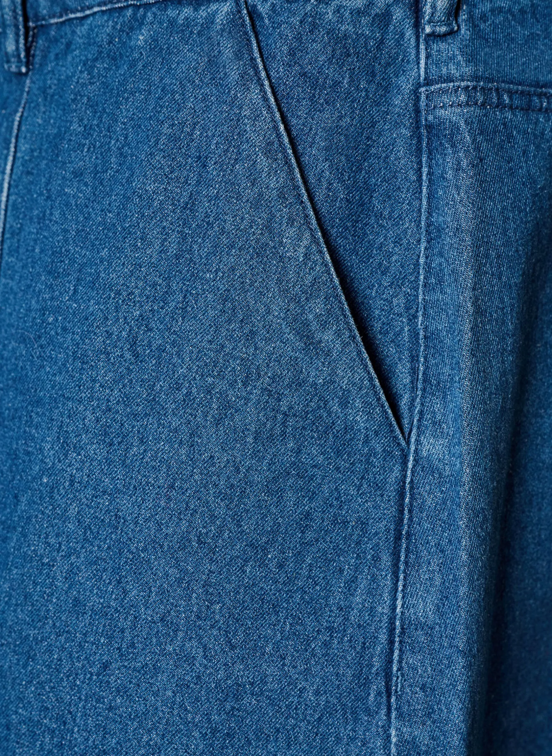 A-Linien-Jeansrock mit gewellter Knopfleiste
