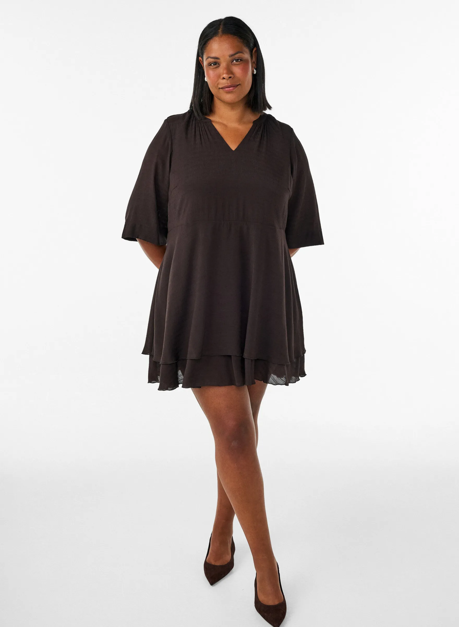 A-Linien-Kleid mit gestuften Rüschen