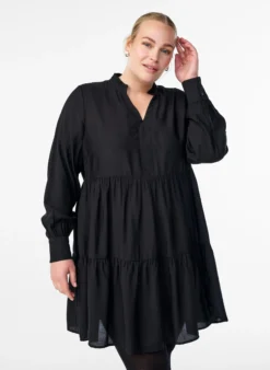 A-Linien-Kleid mit Rüschenkragen