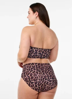 Bandeau-Bikinioberteil mit Leopardenmuster
