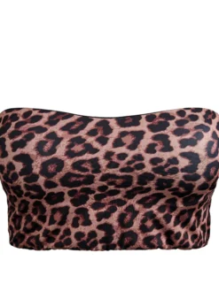 Bandeau-Bikinioberteil mit Leopardenmuster