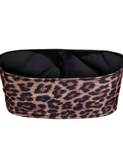 Bandeau-Bikinioberteil mit Leopardenmuster