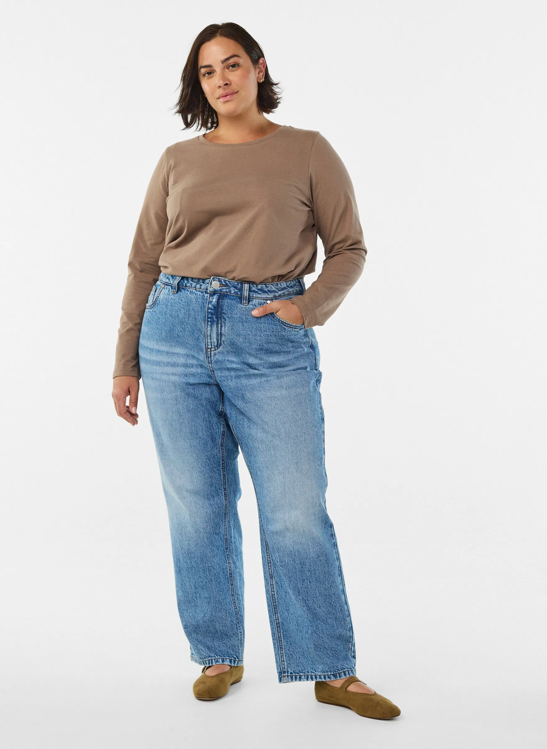 Basic Bluse aus Jersey mit langen Ärmeln