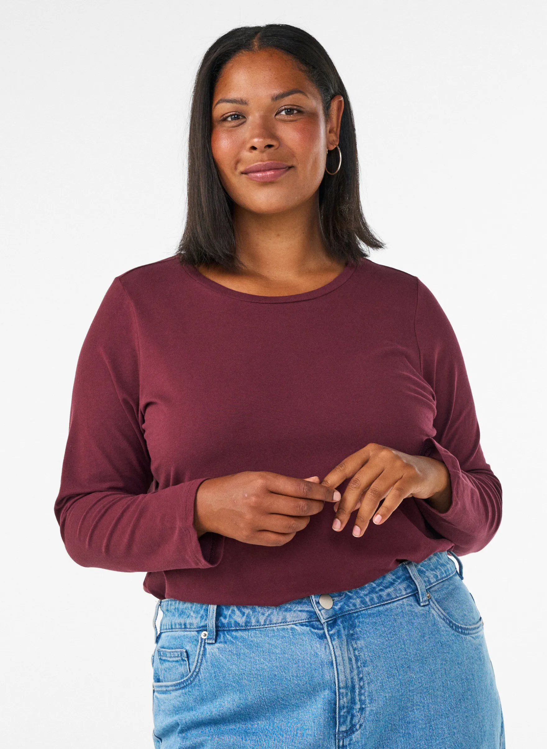 Basic Bluse aus Jersey mit langen Ärmeln
