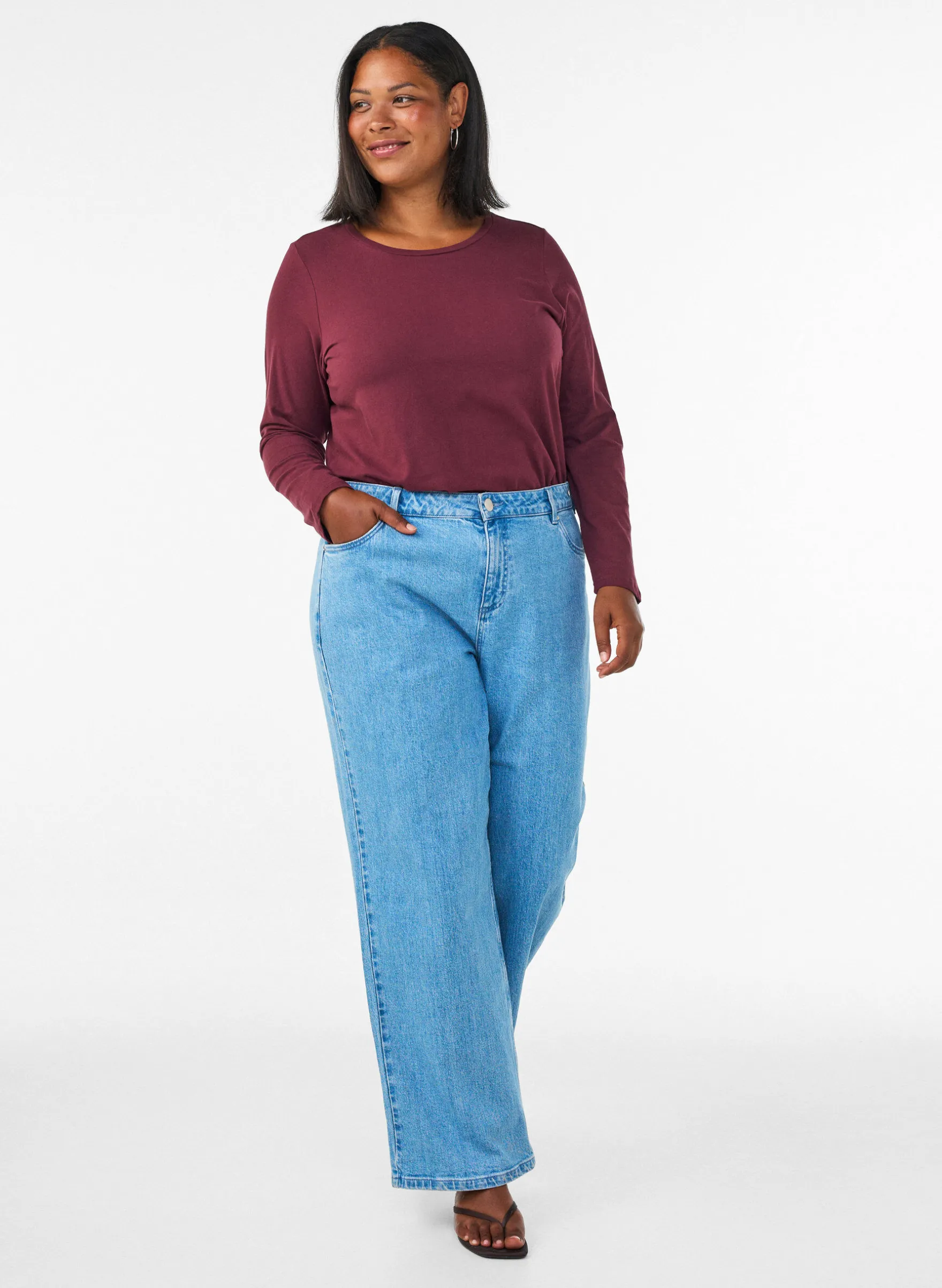 Basic Bluse aus Jersey mit langen Ärmeln