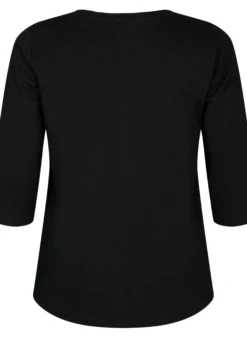 Basic T-Shirt aus Baumwolle mit 3/4-Ärmeln