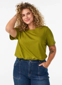 Basic T-Shirt aus Baumwolle mit Rundhalsausschnitt