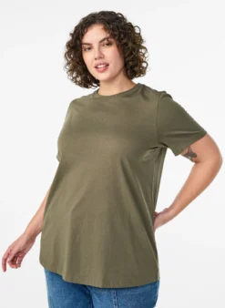 Basic-T-Shirt aus Baumwolle mit Rundhalsausschnitt