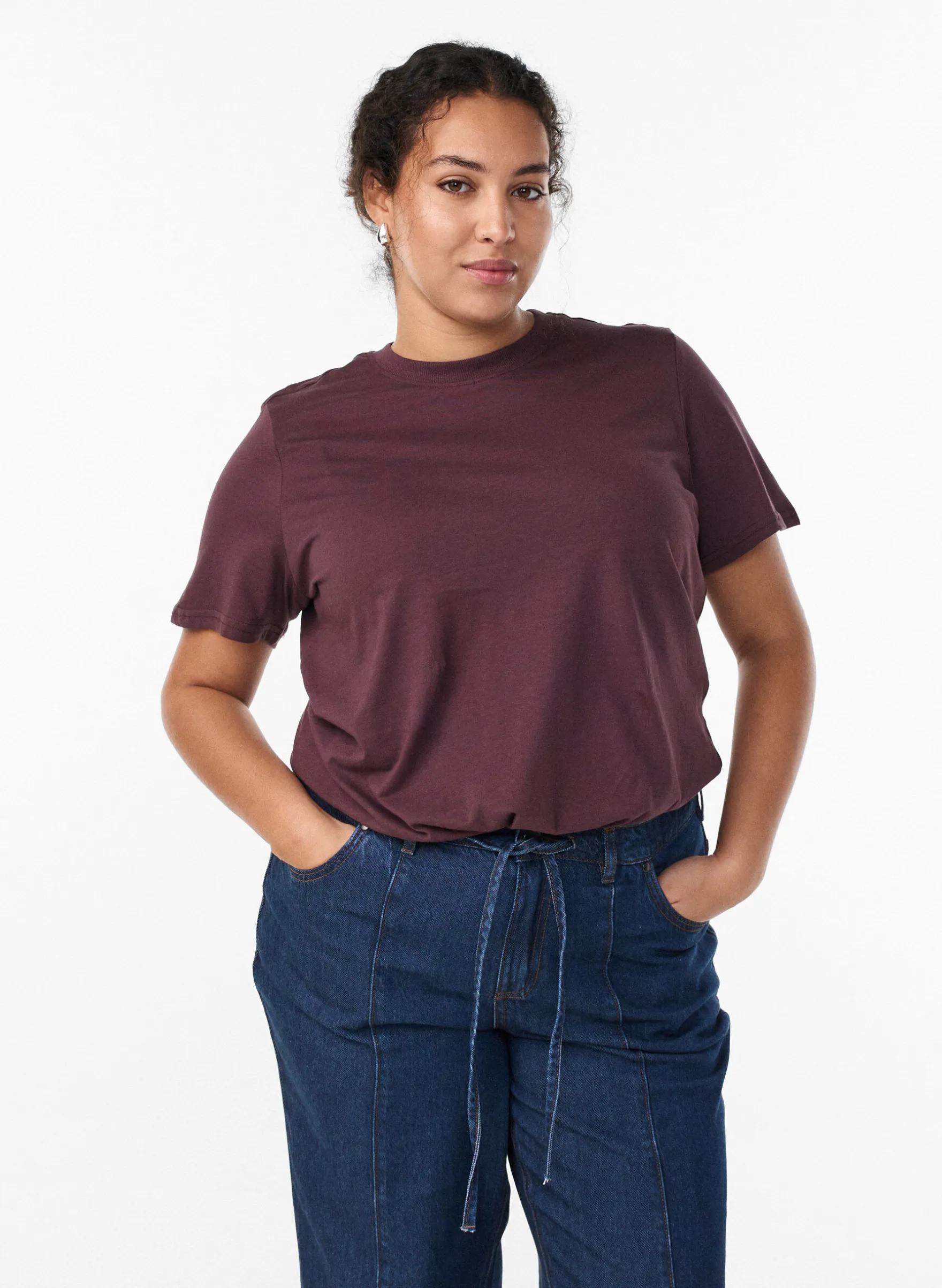 Basic-T-Shirt aus Baumwolle mit Rundhalsausschnitt
