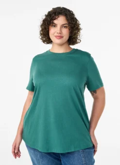 Basic-T-Shirt aus Baumwolle mit Rundhalsausschnitt
