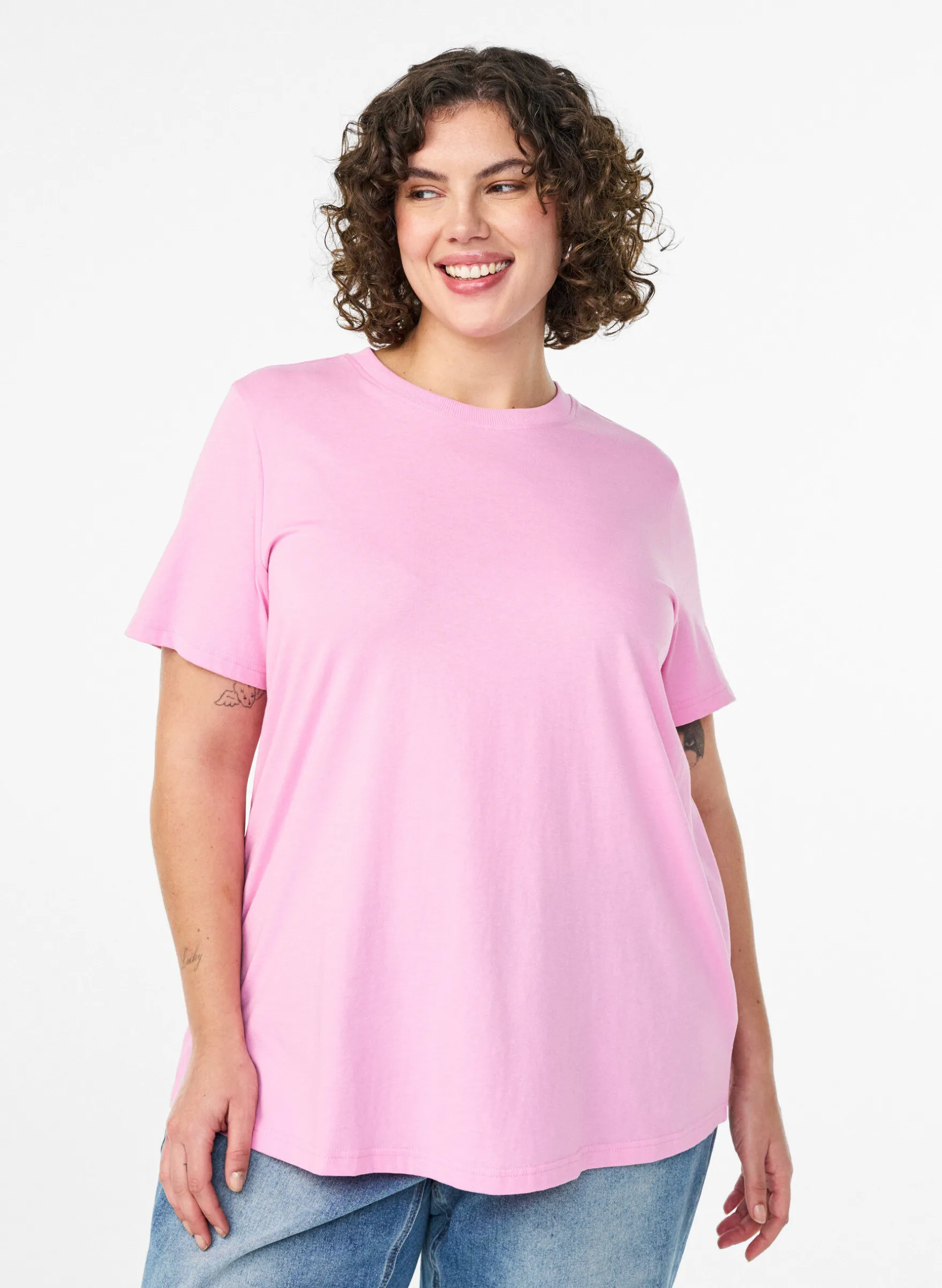Basic-T-Shirt aus Baumwolle mit Rundhalsausschnitt