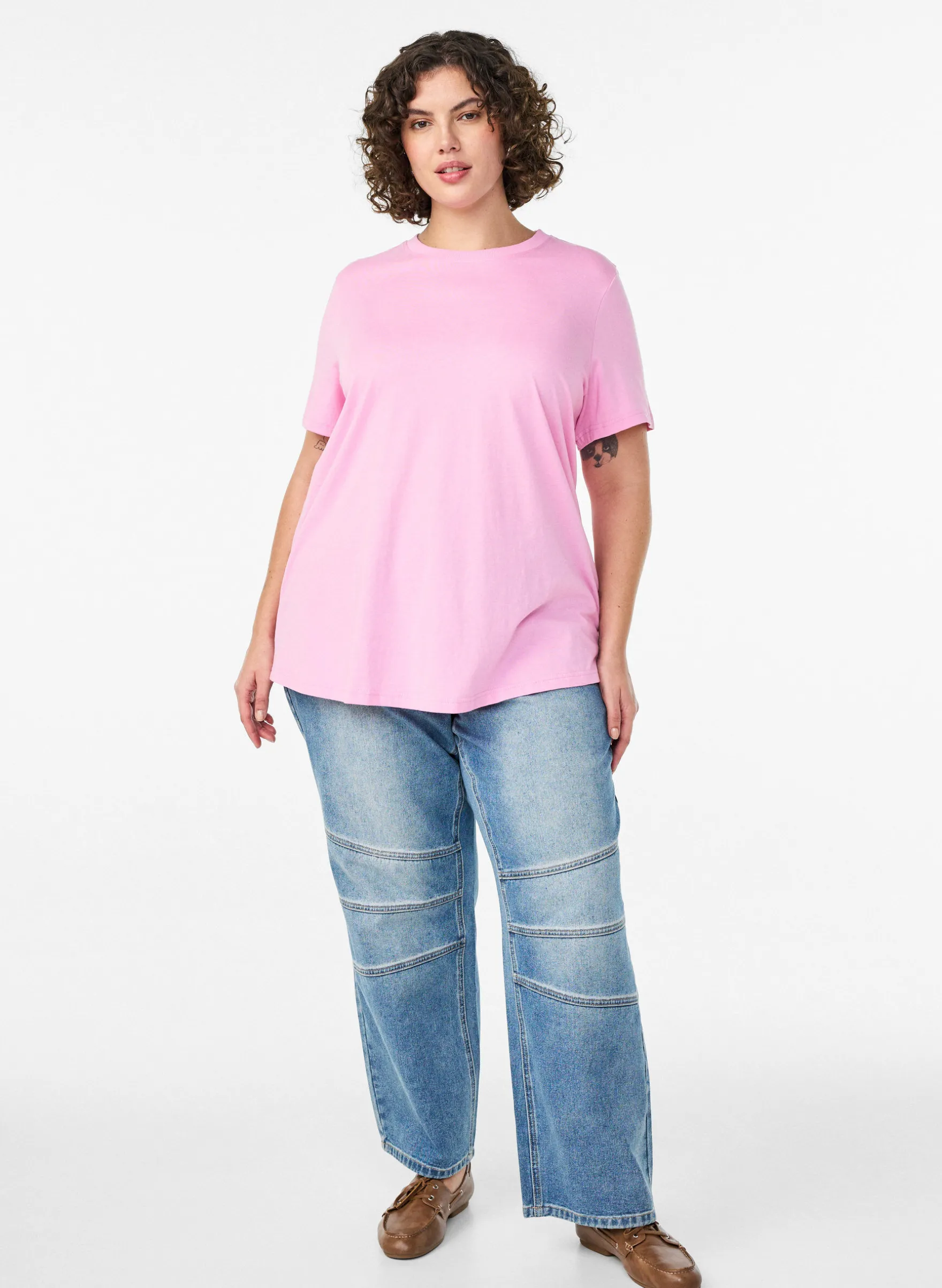 Basic-T-Shirt aus Baumwolle mit Rundhalsausschnitt