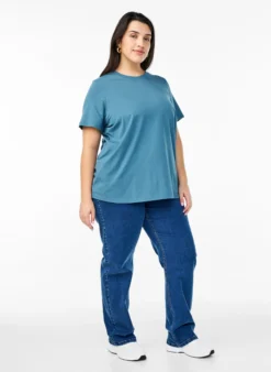 Basic-T-Shirt aus Baumwolle mit Rundhalsausschnitt