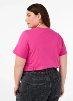 Basic-T-Shirt aus Baumwolle mit Rundhalsausschnitt