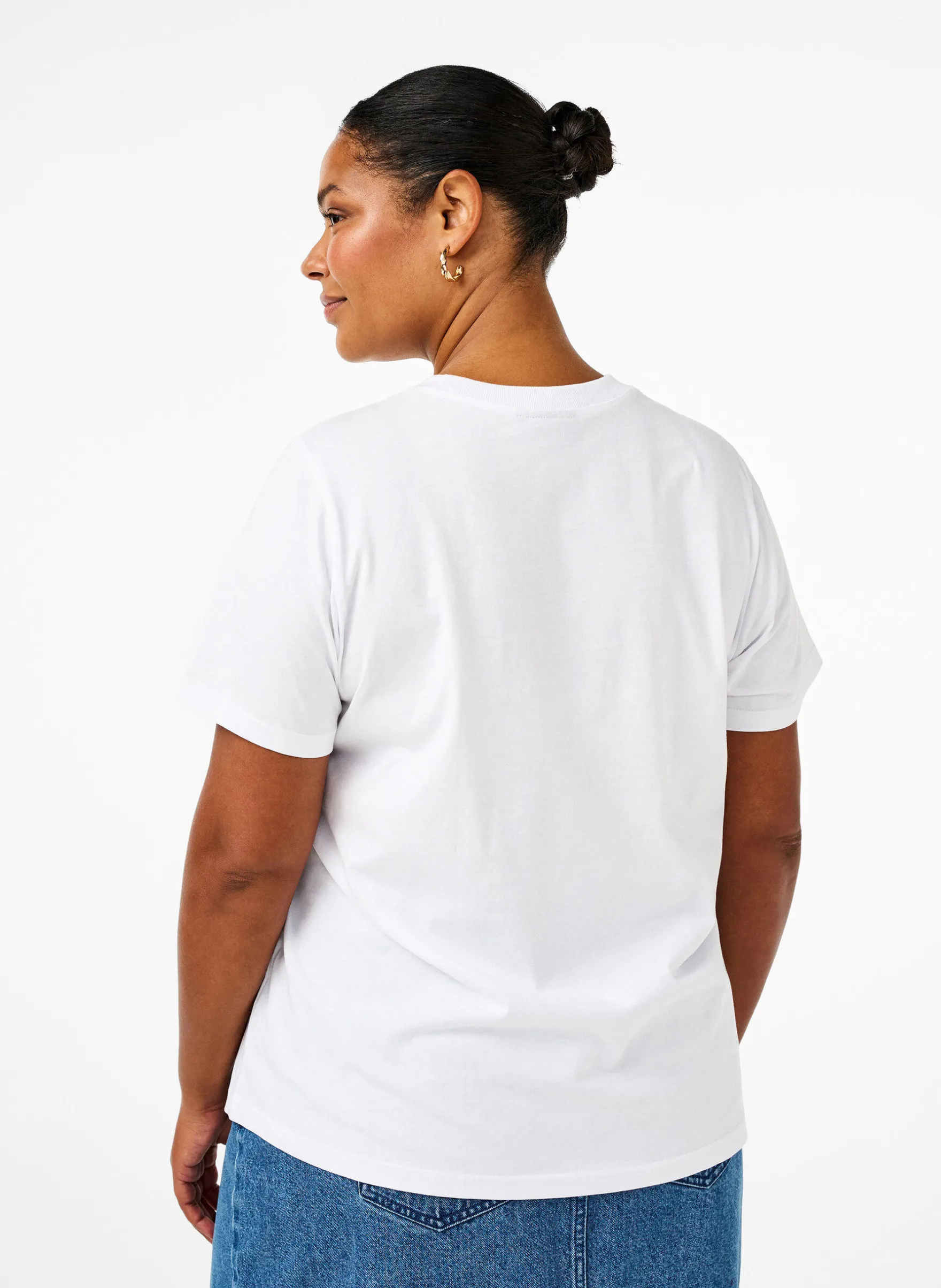 Basic-T-Shirt aus Baumwolle mit Rundhalsausschnitt