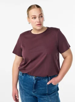 Basic-T-Shirt aus Baumwolle mit Schulterpolstern
