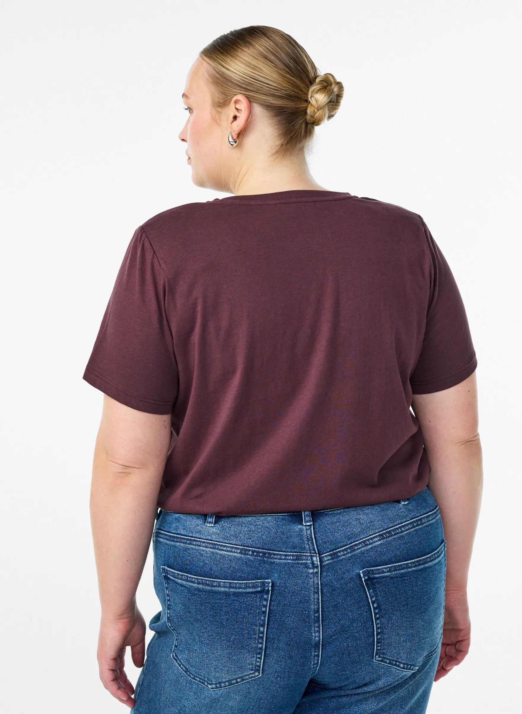 Basic-T-Shirt aus Baumwolle mit Schulterpolstern