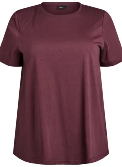 Basic-T-Shirt aus Baumwolle mit Schulterpolstern