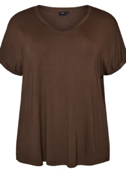 Basic T-Shirt aus Viskose mit V-Ausschnitt