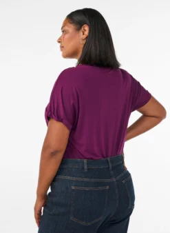 Basic T-Shirt aus Viskose mit V-Ausschnitt