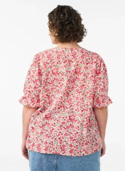 Baumwollbluse mit eckigem Ausschnitt