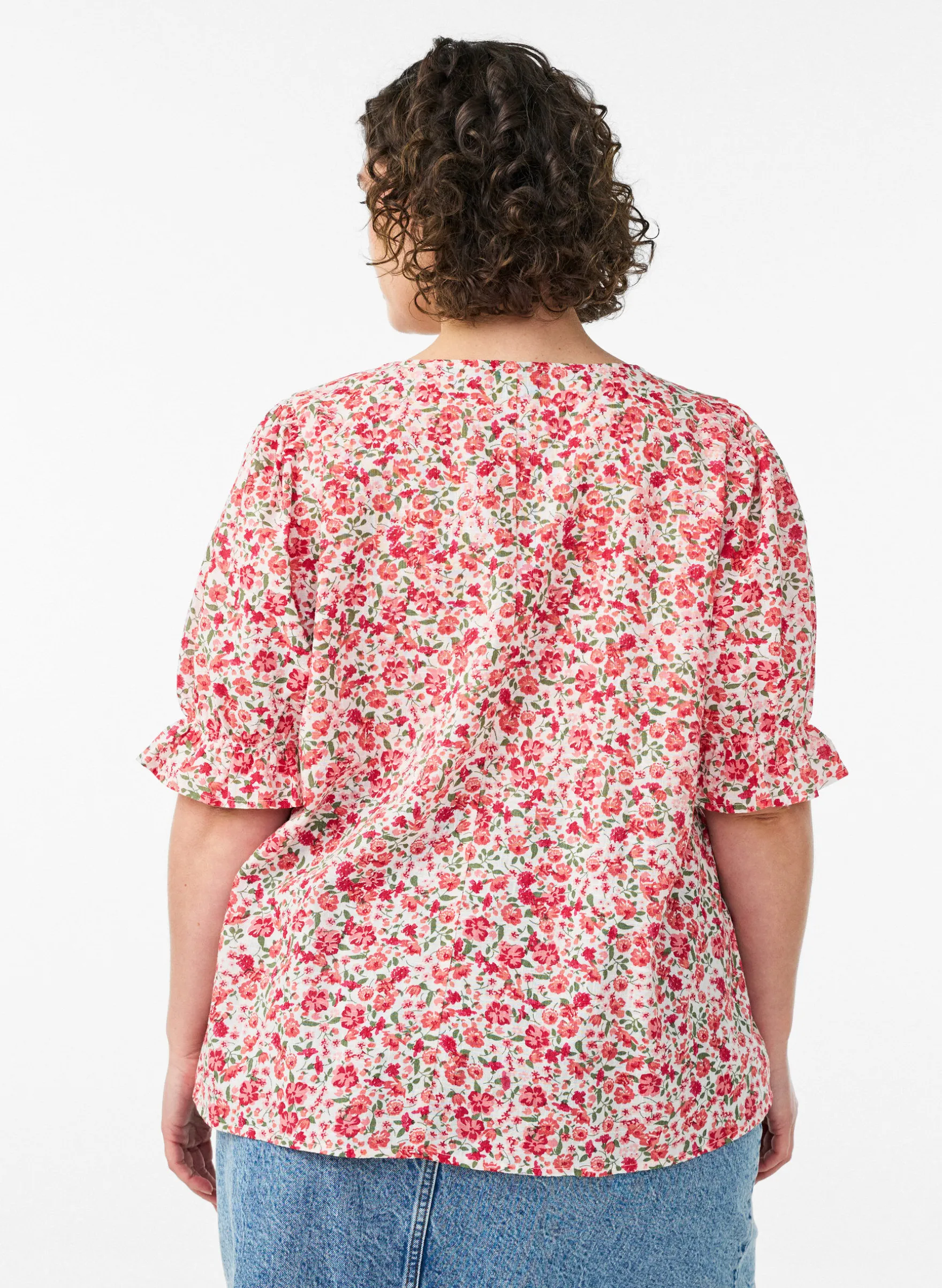 Baumwollbluse mit eckigem Ausschnitt