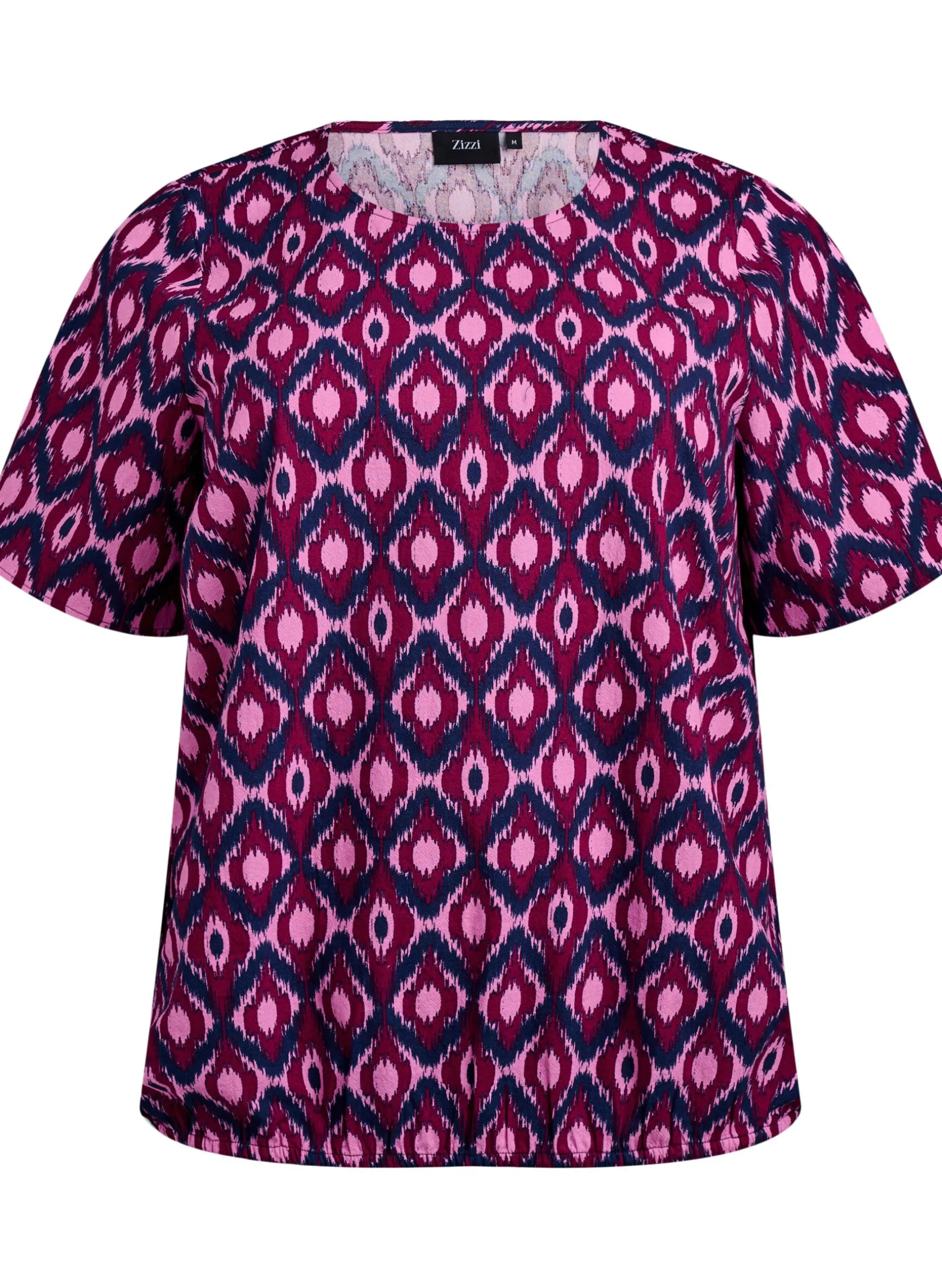 Baumwoll-Bluse mit Print und kurzen Ärmeln
