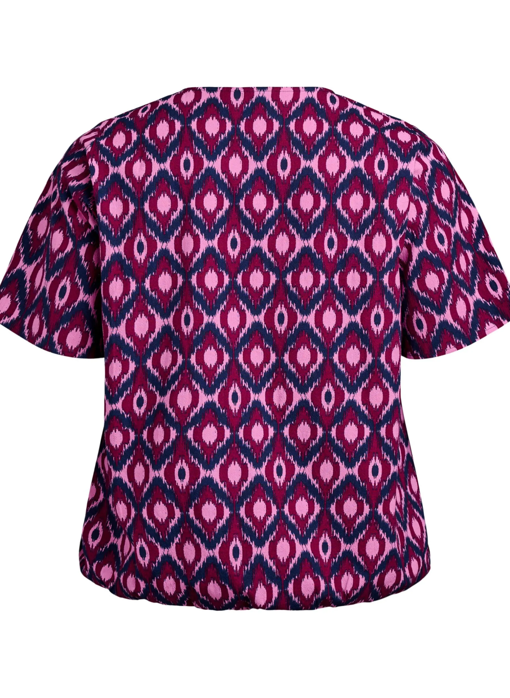 Baumwoll-Bluse mit Print und kurzen Ärmeln