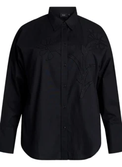 Baumwollbluse mit Ton-in-Ton-Blumenstickerei
