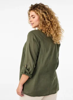 Baumwollbluse mit V-Ausschnitt