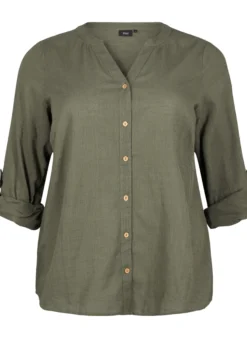 Baumwollbluse mit V-Ausschnitt