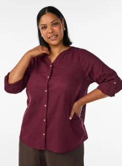 Baumwollbluse mit V-Ausschnitt