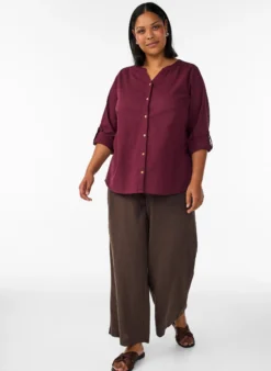 Baumwollbluse mit V-Ausschnitt