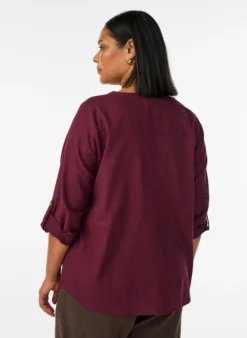 Baumwollbluse mit V-Ausschnitt
