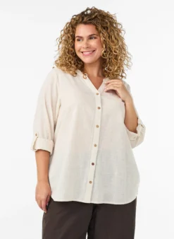 Baumwollbluse mit V-Ausschnitt