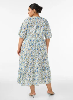 Baumwoll-Midikleid mit Blumenprint