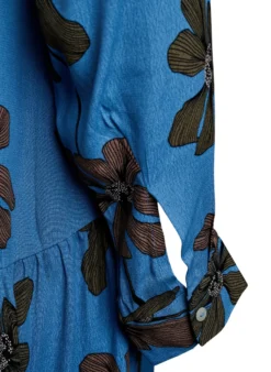 Bedrucktes Midikleid aus Viskose mit langen Ärmeln