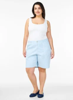 Bermuda-Shorts mit hohem Bund und Streifenmuster