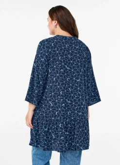 Bestickte Tunika mit Blumenmuster und 3/4-Ärmeln