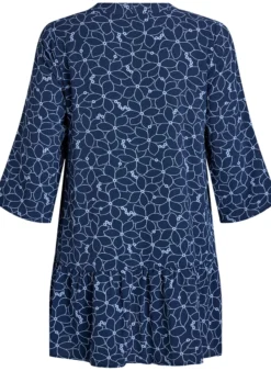 Bestickte Tunika mit Blumenmuster und 3/4-Ärmeln