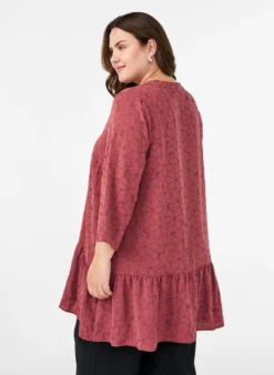 Bestickte Tunika mit Blumenmuster und 3/4-Ärmeln