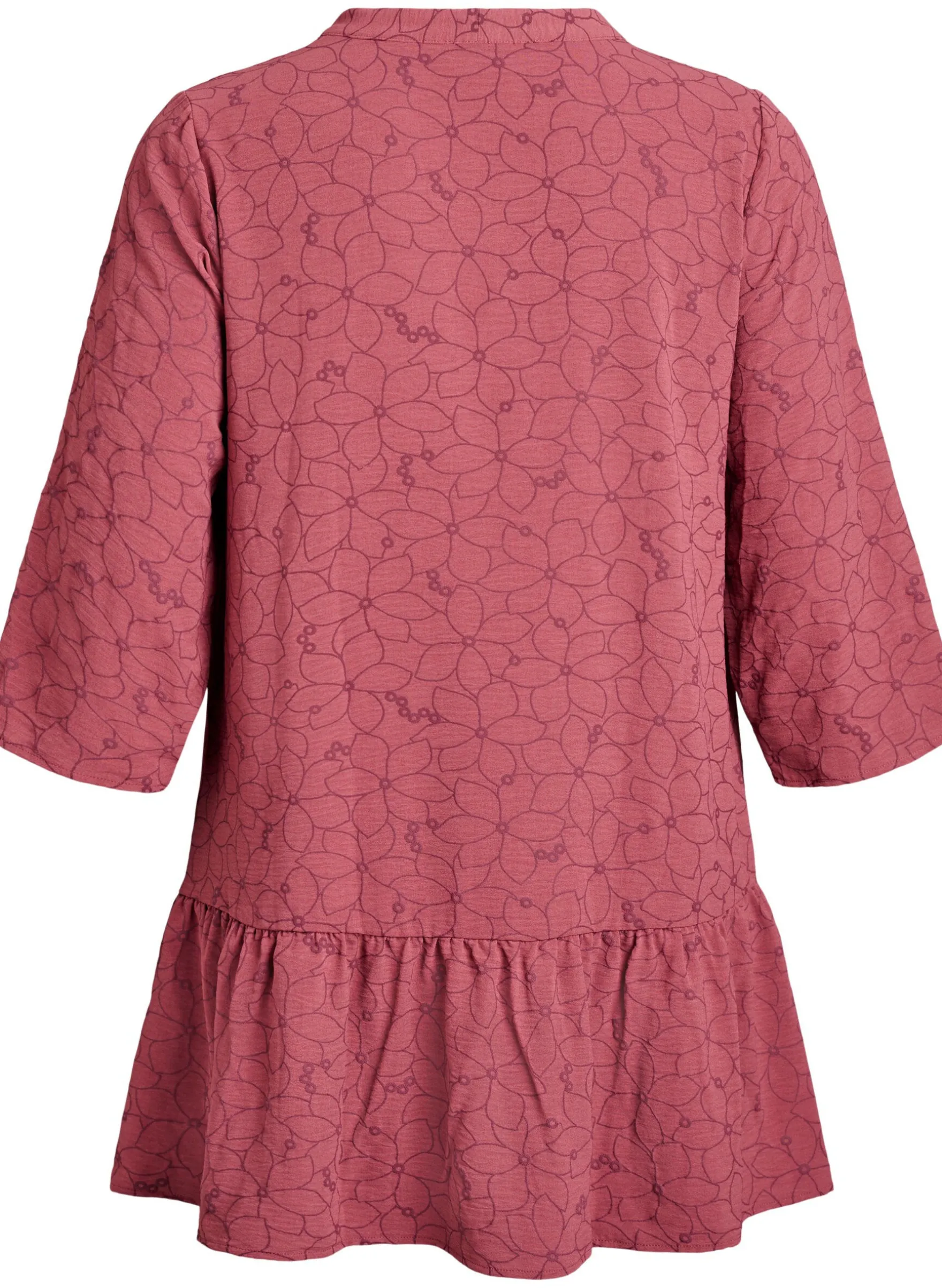 Bestickte Tunika mit Blumenmuster und 3/4-Ärmeln