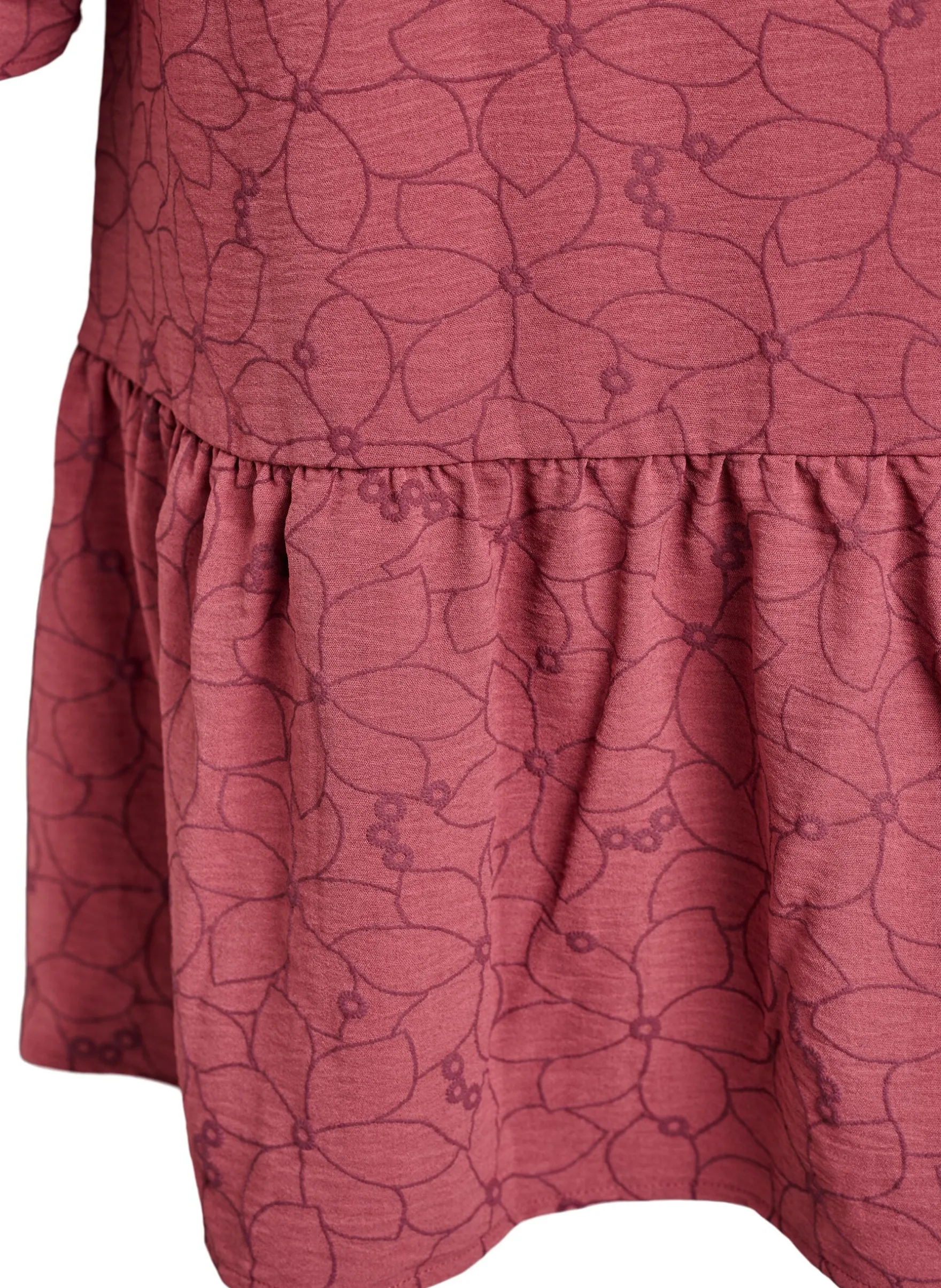 Bestickte Tunika mit Blumenmuster und 3/4-Ärmeln