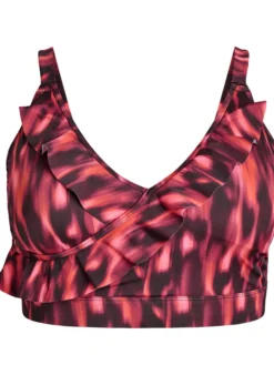 Bikinioberteil mit Print und Rüschendetails