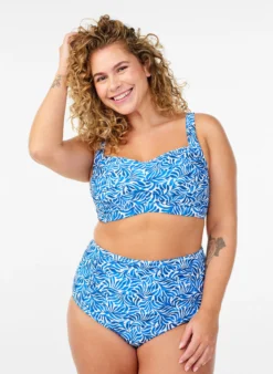 Bikini-Slip mit Print und hoher Taille