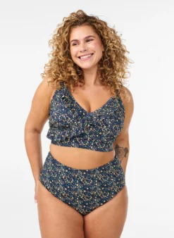 Bikini-Slip mit Print und hoher Taille
