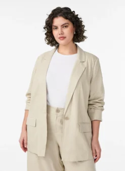 Blazer aus Leinen und Viskose mit Revers und Taschen
