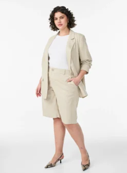Blazer aus Leinen und Viskose mit Revers und Taschen